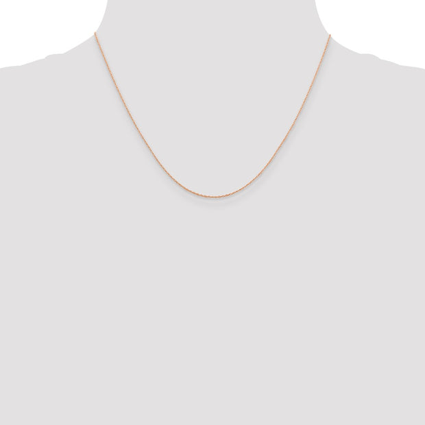 14K Rose Gold 1.15mm Baby Rope with Spring Ring Clasp Chain