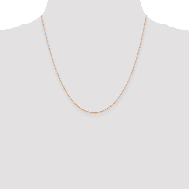 14K Rose Gold 1.15mm Baby Rope with Spring Ring Clasp Chain