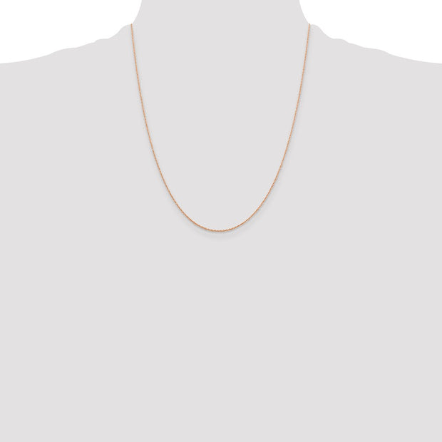 14K Rose Gold 1.15mm Baby Rope with Spring Ring Clasp Chain