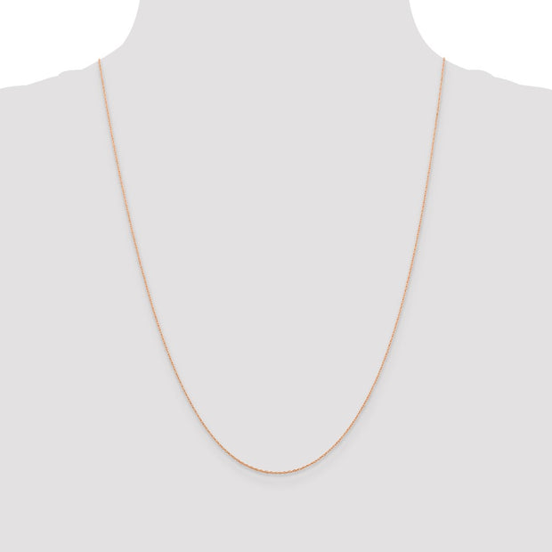 14K Rose Gold 1.15mm Baby Rope with Spring Ring Clasp Chain