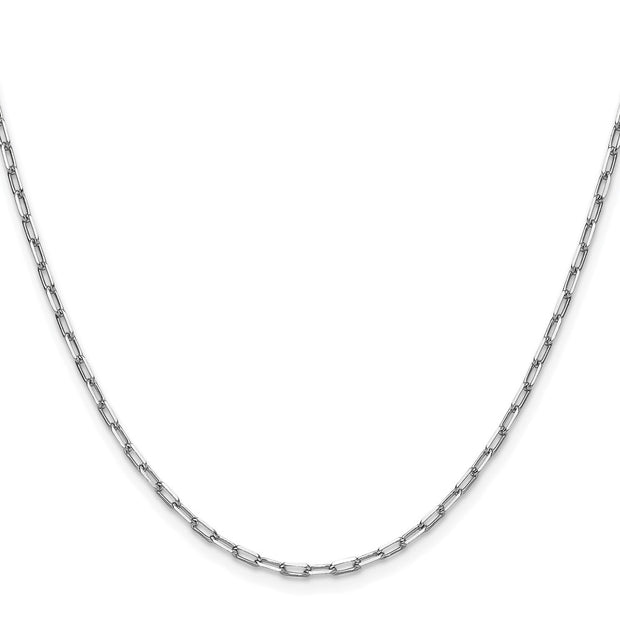 14k White Gold 2.1mm Solid Beveled Paperclip Chain