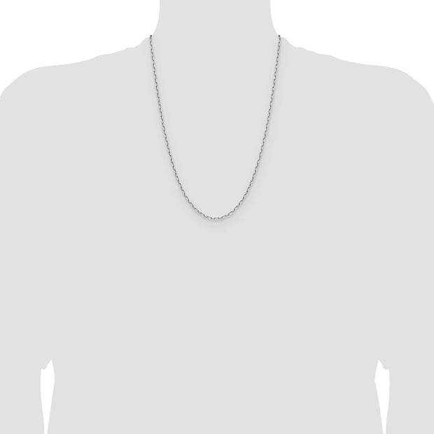 14k White Gold 2.1mm Solid Beveled Paperclip Chain