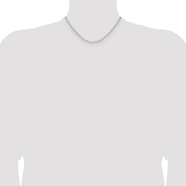 14k White Gold 3.0mm Solid Beveled Paperclip Chain