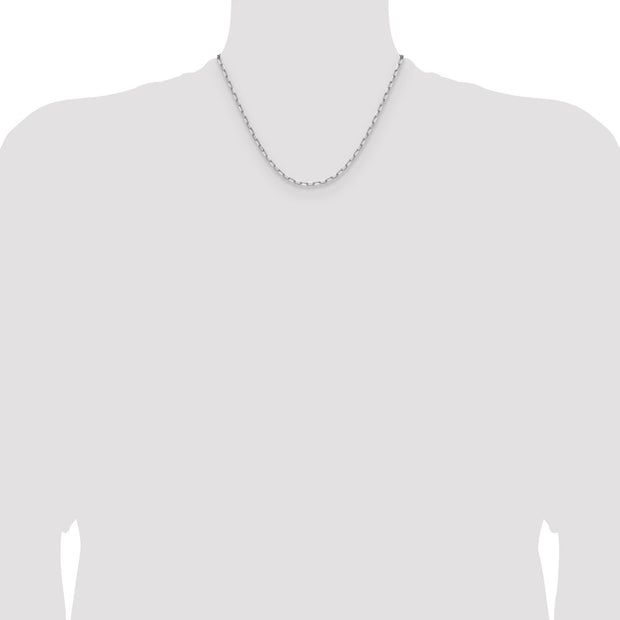 14k White Gold 3.0mm Solid Beveled Paperclip Chain