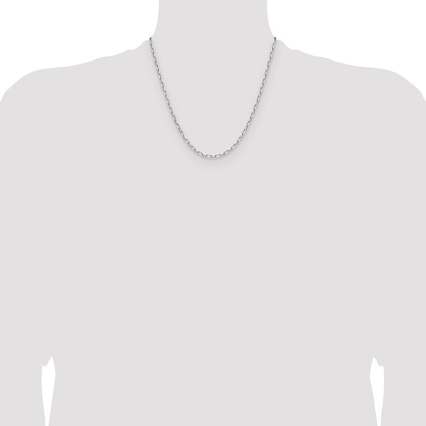 14k White Gold 3.0mm Solid Beveled Paperclip Chain