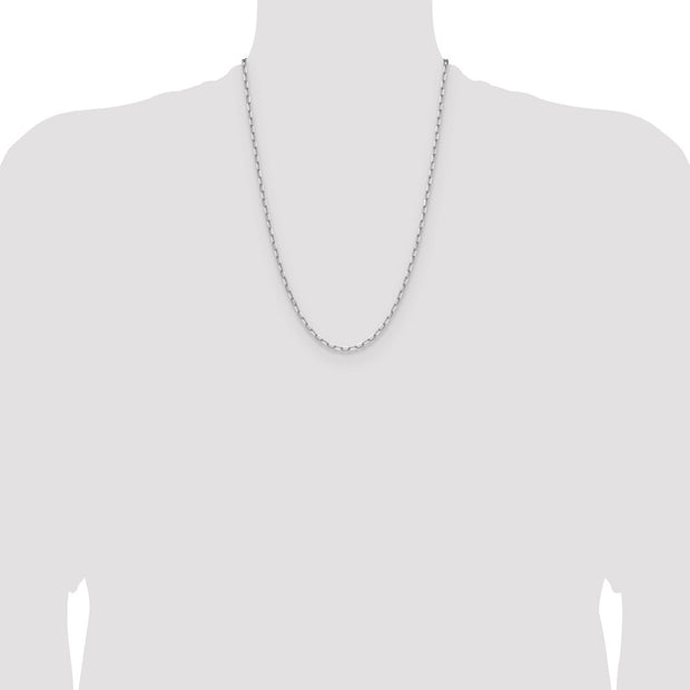14k White Gold 3.0mm Solid Beveled Paperclip Chain