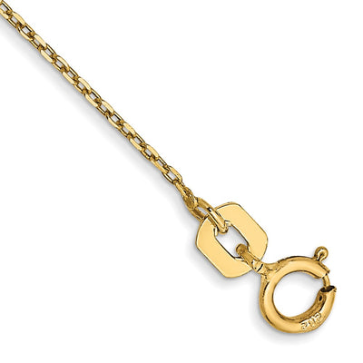 14K .8mm Diamond-cut Cable with Spring Ring Clasp Anklet