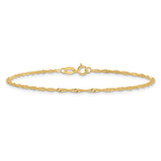 14K 1.40mm Singapore with Spring Ring Clasp Anklet