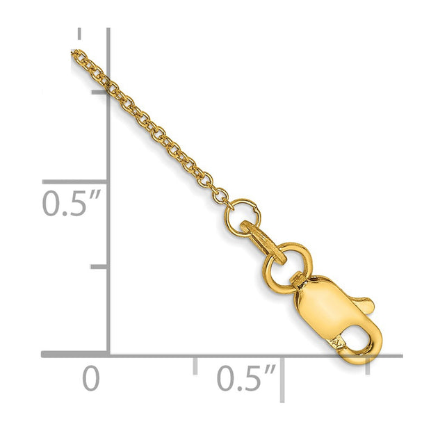 14K 1mm Round Open Link Cable with Lobster Clasp Anklet