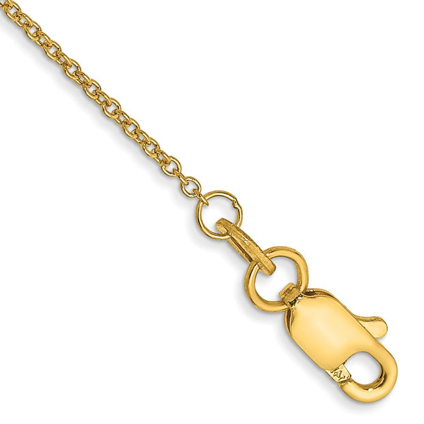 14K 1mm Round Open Link Cable with Lobster Clasp Anklet