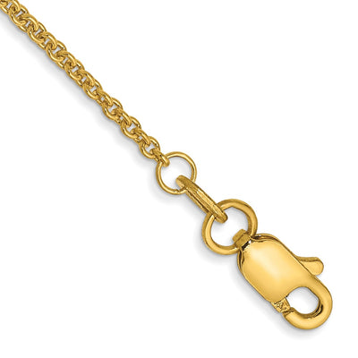 14K 1.4mm Round Open Link Cable with Lobster Clasp Anklet