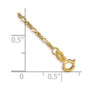 14K 1.25mm Flat Figaro with Spring Ring Clasp Anklet