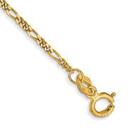 14K 1.25mm Flat Figaro with Spring Ring Clasp Anklet