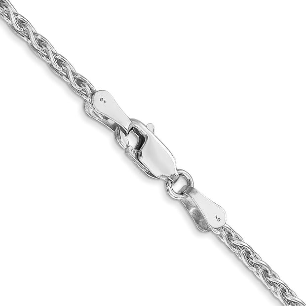 14K White Gold 2.25mm Parisian Wheat with Lobster Clasp Chain