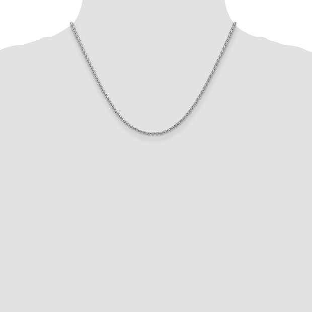 14K White Gold 2.25mm Parisian Wheat with Lobster Clasp Chain