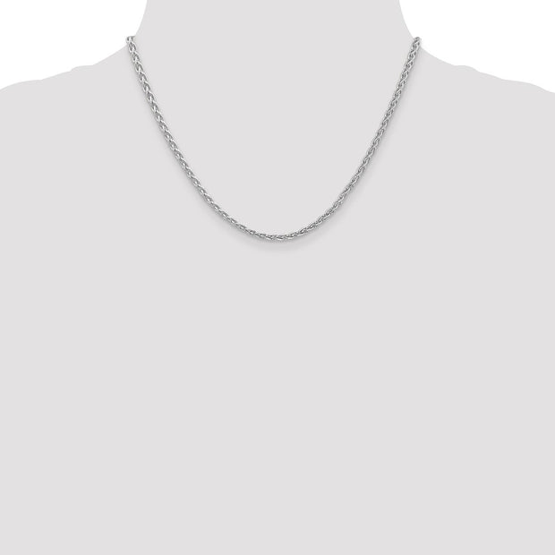 14K White Gold 4mm Parisian Wheat with Lobster Clasp Chain
