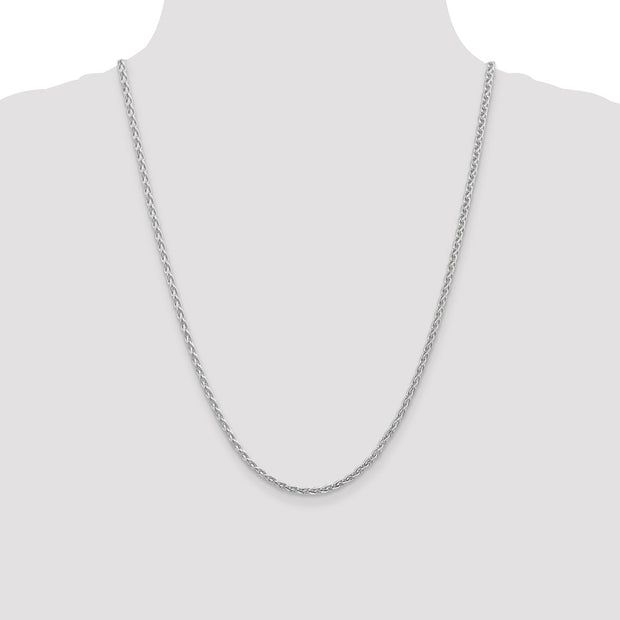 14K White Gold 4mm Parisian Wheat with Lobster Clasp Chain