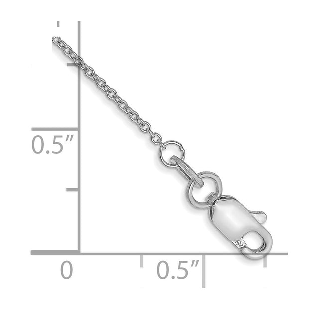 14K White Gold 1mm Round Open Link Cable with Lobster Clasp Anklet