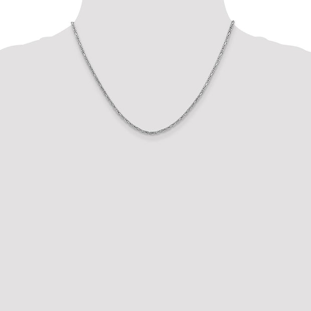 14K White Gold 2mm Byzantine with Lobster Clasp Chain