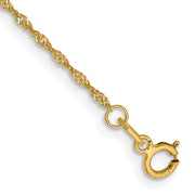 14K 1.10mm Singapore with Spring Ring Clasp Anklet