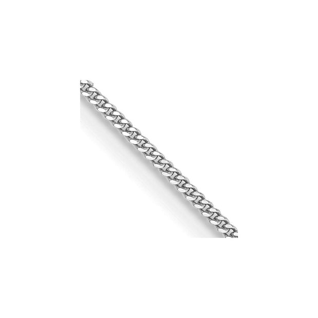 14K White Gold .9mm Curb with Spring Ring Clasp Pendant Chain