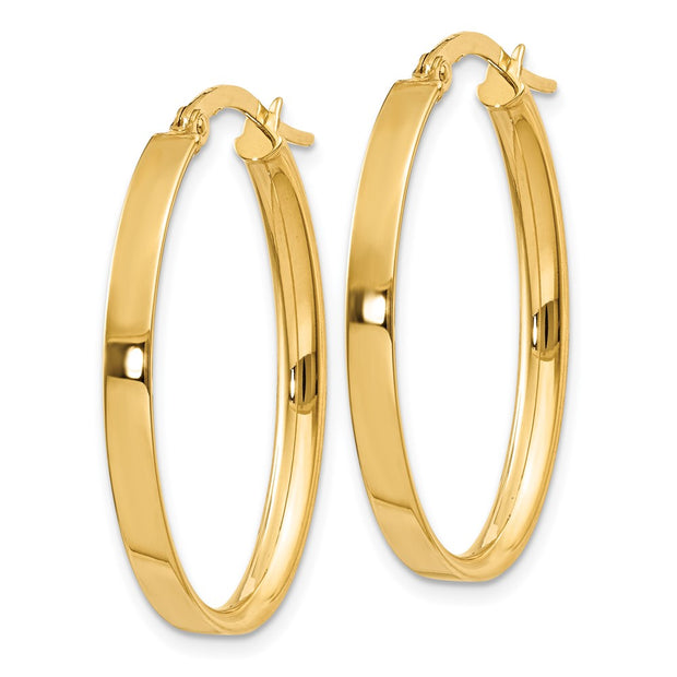 14k 3mm Oval Hoop Earrings