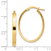 14k 3mm Oval Hoop Earrings