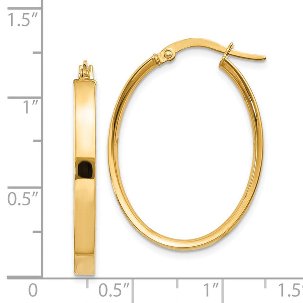 14k 3mm Oval Hoop Earrings