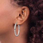 14K White Gold 3mm XL Hoop Earrings