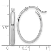 14K White Gold Oval Hoop Earrings
