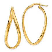 14k 3mm Twisted Oval Hoop Earrings