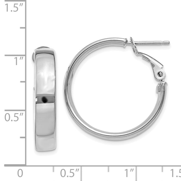 14k 5mm White Gold Omega Back Hoop Earrings