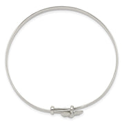 Sterling Silver Polished/Antiqued Butterfly Adjustable Children's Bangle