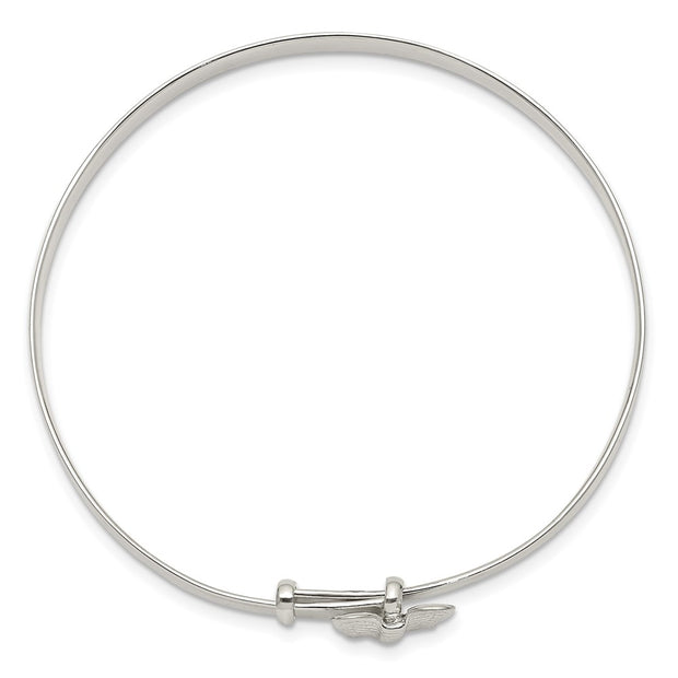 Sterling Silver Polished/Antiqued Butterfly Adjustable Children's Bangle