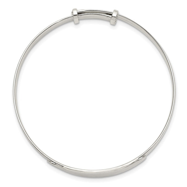 Sterling Silver Polished Adjustable ID Baby Bangle Bracelet
