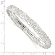 Sterling Silver Laser-cut X-Design Oval Flexible Bangle
