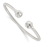 Sterling Silver Textured Love Knot Cuff Bangle