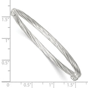 Sterling Silver Polished Twisted and Textured Hinged Baby Bangle