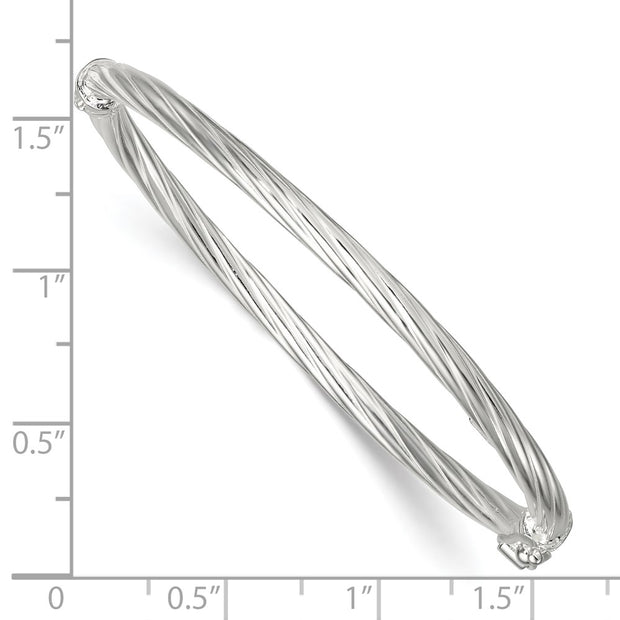Sterling Silver Polished Twisted and Textured Hinged Baby Bangle