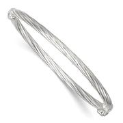 Sterling Silver Polished Twisted and Textured Hinged Baby Bangle