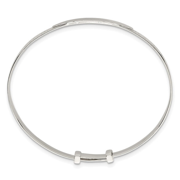 Sterling Silver Polished Claddagh Childrens Expandable Slip-on ID Bangle