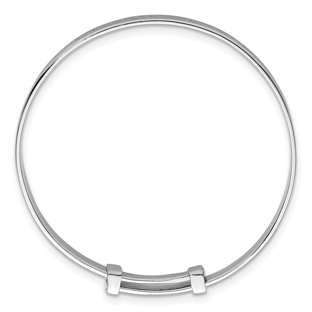 Sterling Silver Rhodium-plated Polished Etched Dragonfly Childrens Expandable Bangle