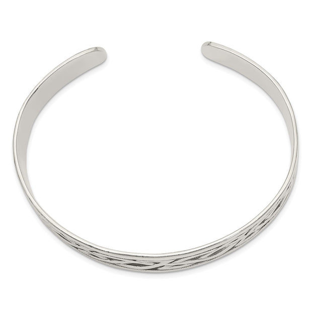 Sterling Silver Antiqued Celtic Design Cuff Bangle Bracelet