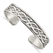 Sterling Silver Antiqued Celtic Design Cuff Bangle Bracelet