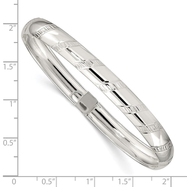 Sterling Silver Diamond-cut Flexible Bangle