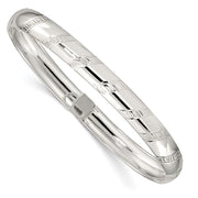 Sterling Silver Diamond-cut Flexible Bangle