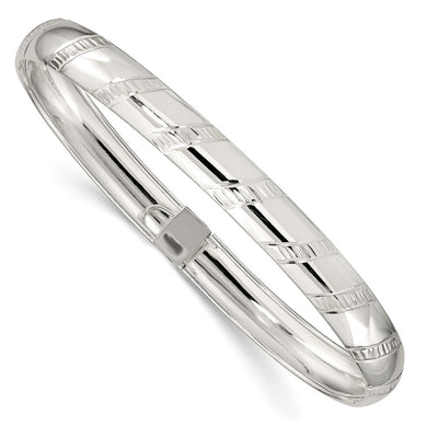 Sterling Silver Diamond-cut Flexible Bangle