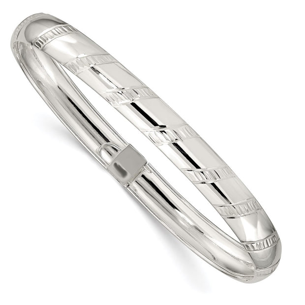 Sterling Silver Diamond-cut Flexible Bangle