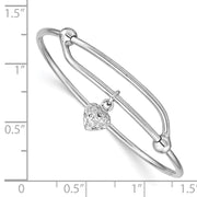 Sterling Silver RH-plated Polished & D/C Heart Adjustable Baby Bangle