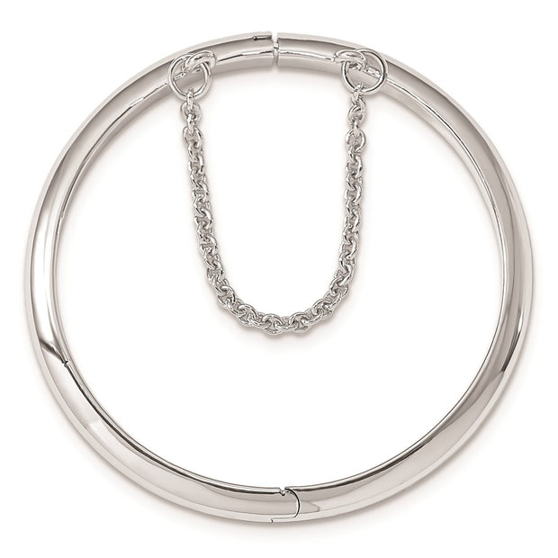 Sterling Silver RH-plated Polished w/ Safety Hinged Children's Bangle